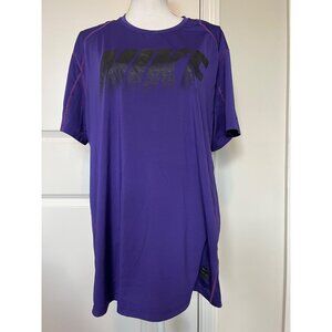 Womens Nike Pro Dri-Fit Fitted Purple Tee Size XL Activewear Bold Logo Bright
